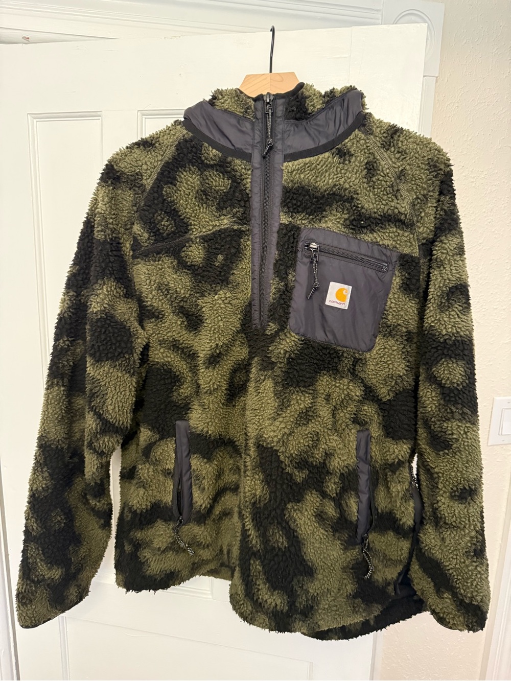 Carhartt Olive & Black Camo Sherpa Half-Zip Performance Pullover